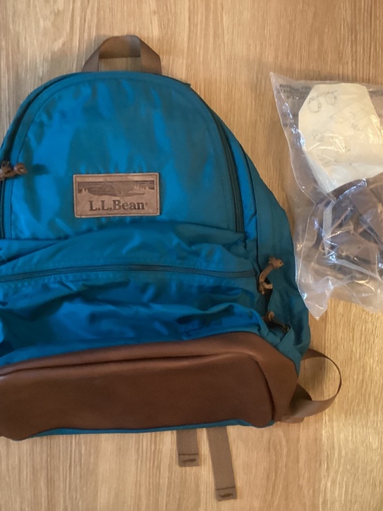 L.L. Bean Other - L.L. Bean Backpack & Leather Blanket Strap Bedroll Hiking Outdoor Green Leather